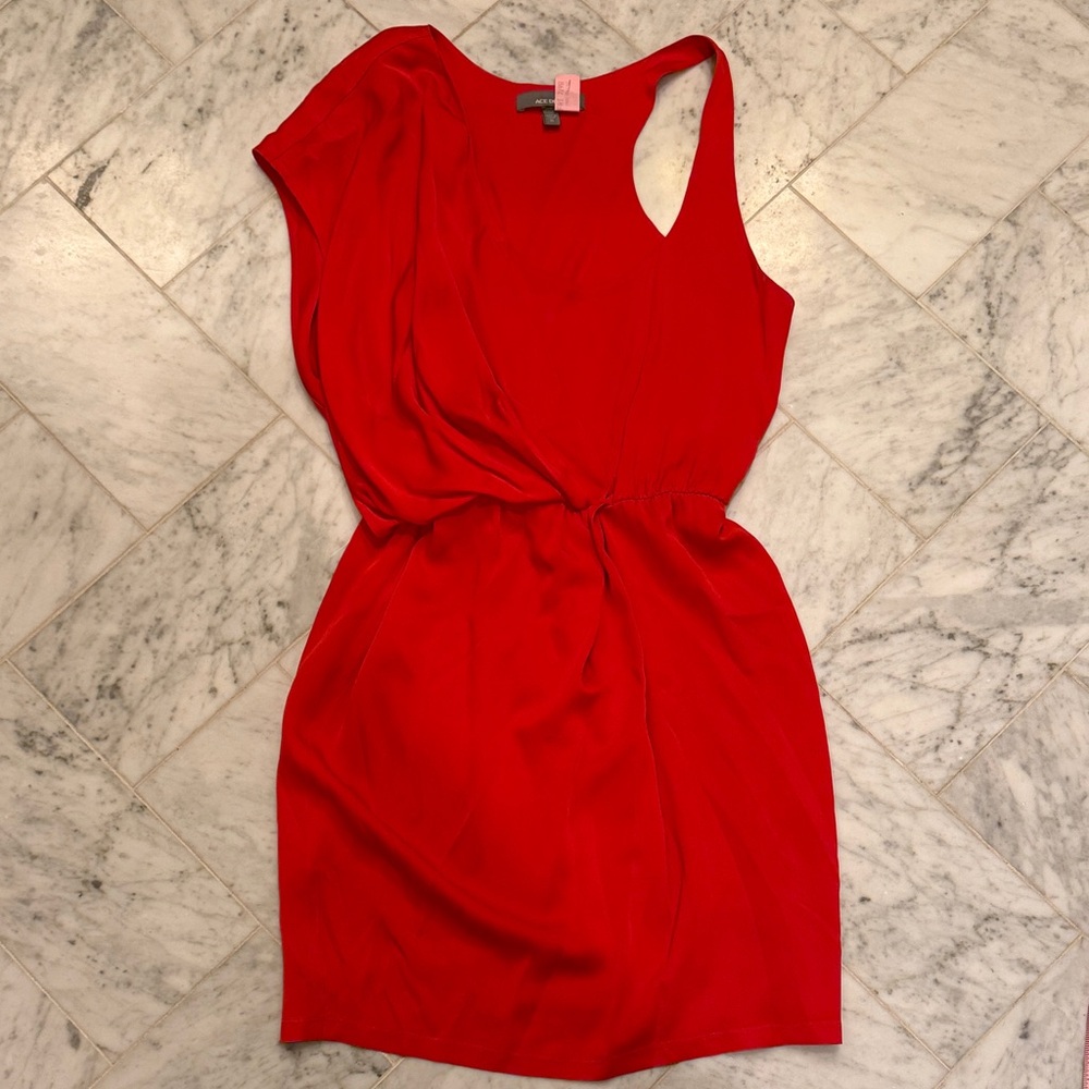 Ace Delivery Women’s Draped Red Sleeveless Dress